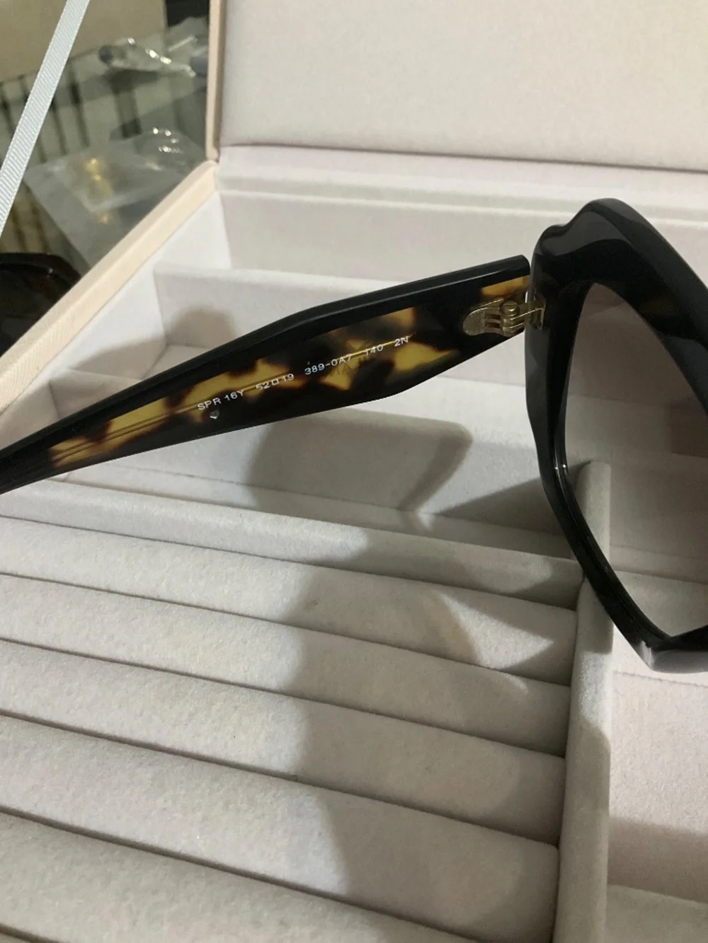 PRADA Acetate Square Sunglasses SPR 16Y Black Havana